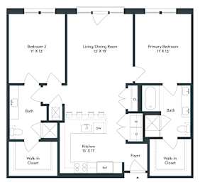 2 beds, 2 baths, 1,143 sqft, $2,308