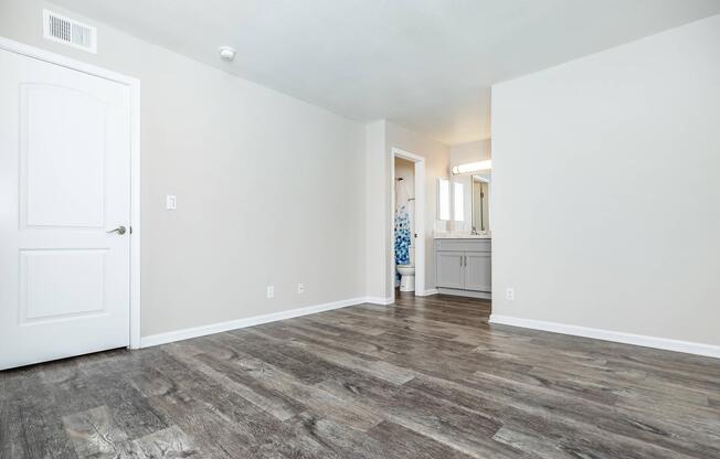 a room with a wooden floor