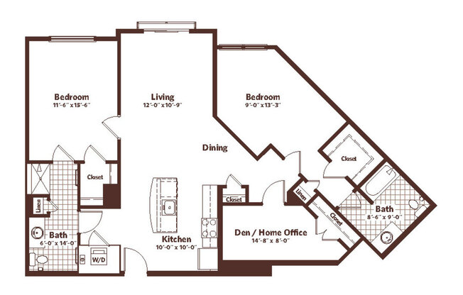 2 beds, 2 baths, 1,356 sqft, $3,699