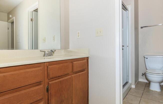 a white sink sitting under a mirror