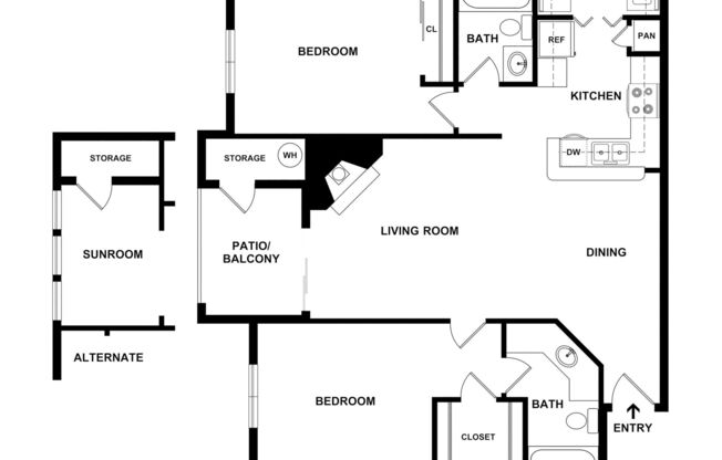 2 beds, 2 baths, 1,038 sqft, $1,400
