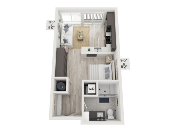 Studio, 1 bath, 505 sqft, $1,475