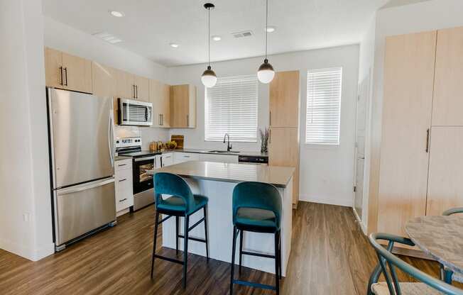 Open Kitchen with Island at Parc at Day Dairy Apartments and Townhomes, Draper, UT, 84020