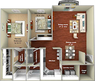 2 beds, 2 baths, 1,185 sqft, $3,185