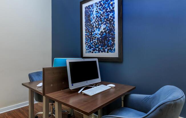 Small desk with a computer at Ashley Oaks Apartments in Greensboro, North Carolina