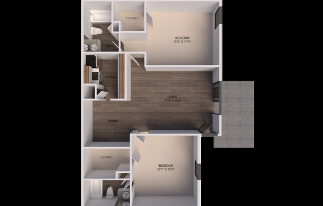 2 beds, 2 baths, 946 sqft, $974, Unit 622