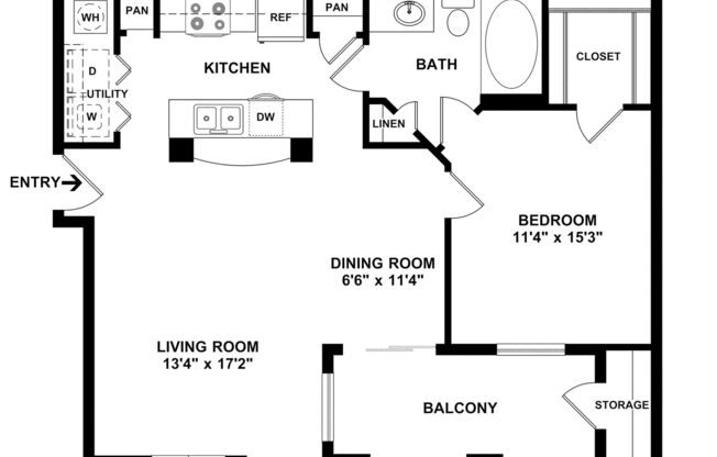 1 bed, 1 bath, 757 sqft, $1,100