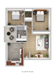 2 beds, 1 bath, 840 sqft, $1,599