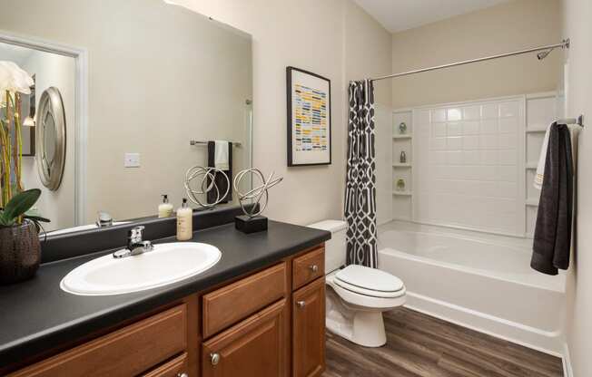Plank Flooring in Bathroom at Abberly Woods Apartment Homes, Charlotte, 28216