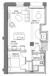 1 bed, 1 bath, 704 sqft, $1,245