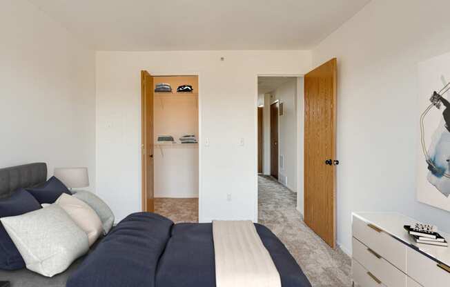Peony Layout Bedroom at The Harbours Apartments, near Novi, MI