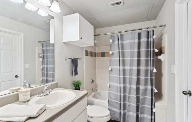 a bathroom with a shower and a sink and a toilet