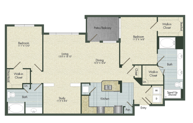 2 beds, 2 baths, 1,428 sqft, $1,920
