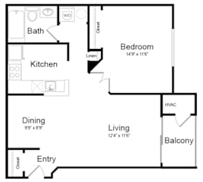 1 bed, 1 bath, 714 sqft, $1,747