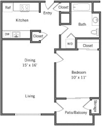 1 bed, 1 bath, 656 sqft, $2,586