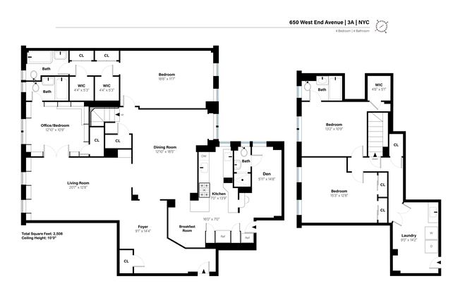 4 beds, 4 baths, 2,595 sqft, $13,800, Unit 3A