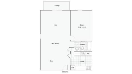 1 bed, 1 bath, 832 sqft, $1,460