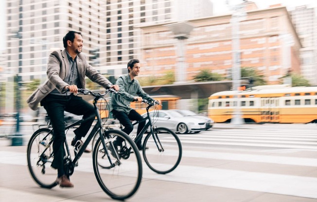 People biking in the city