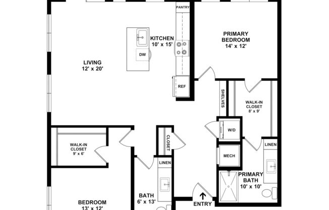 2 beds, 2 baths, 1,204 sqft, $2,130