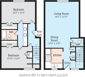 2 beds, 1.5 baths, 1,333 sqft, $1,655