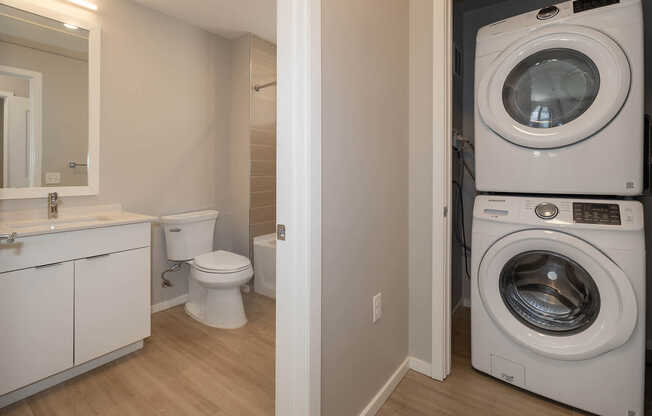 Bathroom with In-home Washer and Dryer