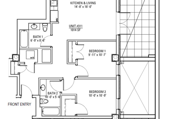 2 beds, 2 baths, 976 sqft, $4,100, Unit 3833-311