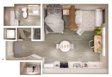 Studio, 1 bath, 530 sqft, $1,209