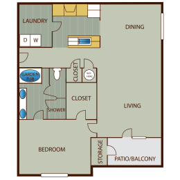 1 bed, 1 bath, 1,187 sqft, $1,488