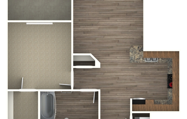 1 bed, 1 bath, 713 sqft, $2,521