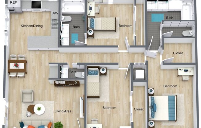3 beds, 2.5 baths, 1,400 sqft, $7,995, Unit 203
