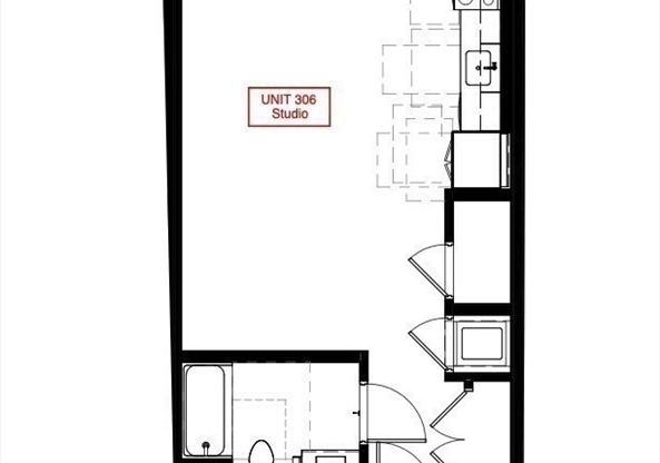 Studio, 1 bath, 530 sqft, $2,500, Unit 306
