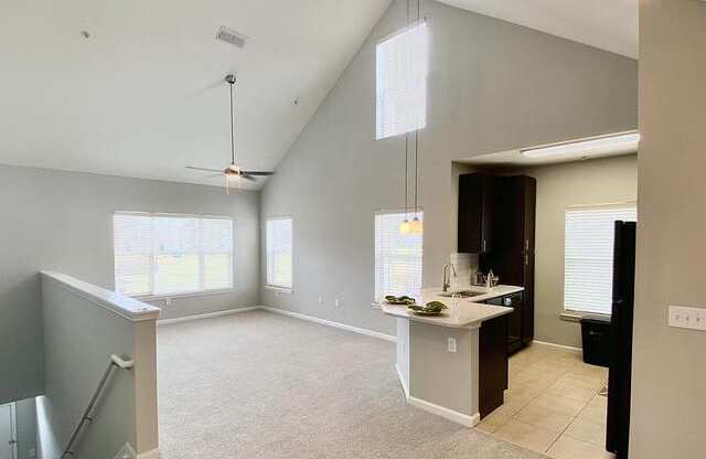 Upstairs vaulted ceiling kitchen at Millennium Apartments Greenville