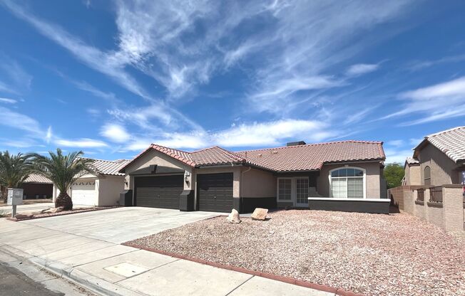single story, 4 bed, 2 bath, 3 car garage with no HOA