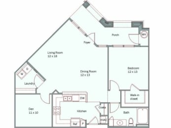1 bed, 1 bath, 1,014 sqft, $2,407