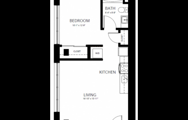 1 bed, 1 bath, 587 sqft, $1,563