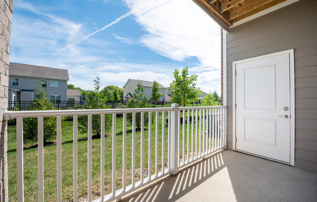 the view from the balcony at Mosaic Apartments in Avon, Indiana