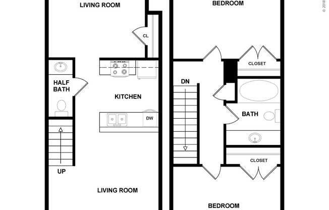 Hampton: Beds - 2: Baths - 1.5: SqFt Range - 1030 to 1030