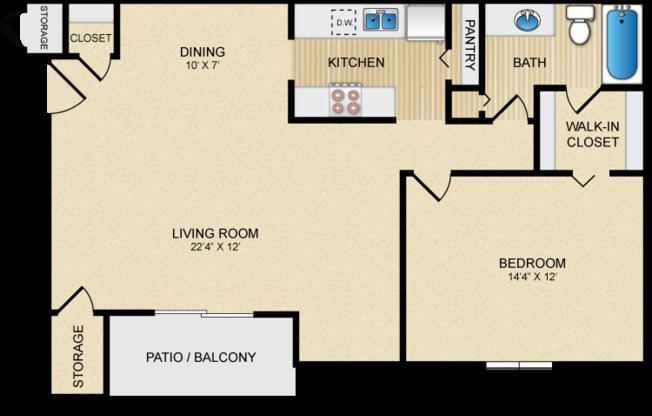 1 bed, 1 bath, 788 sqft, $1,139