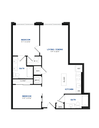 2 beds, 2 baths, 990 sqft, $2,545