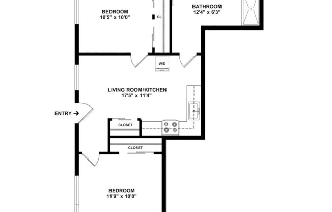 2 beds, 1 bath, 585 sqft, $2,500