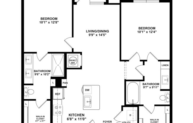 2 beds, 2 baths, 980 sqft, $1,528