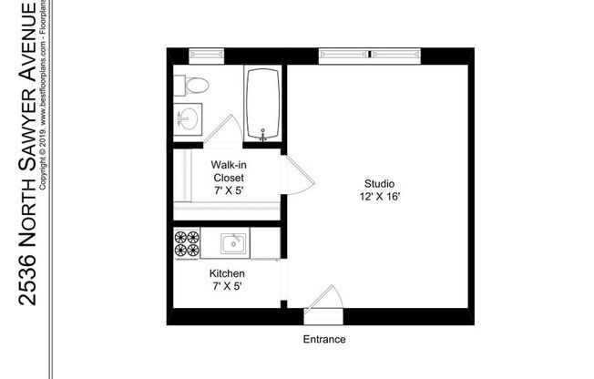 Studio, 1 bath, 325 sqft, $1,250, Unit 203