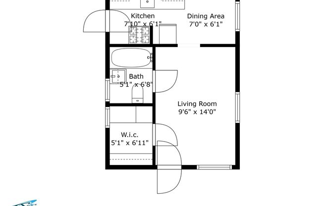 Studio, 1 bath, 352 sqft, $750, Unit 9