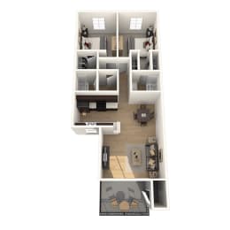 2 beds, 2 baths, 865 sqft, $1,499