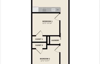 2 beds, 1 bath, 835 sqft, $1,585, Unit 108