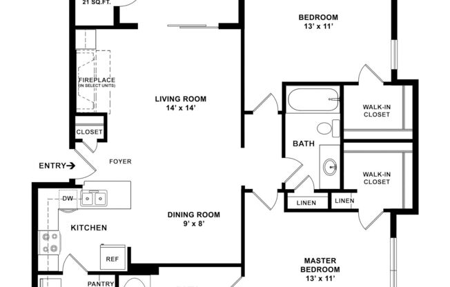 2 beds, 2 baths, 955 sqft, $1,920