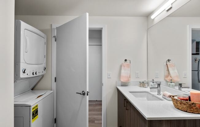 The Warren Model Bathroom with Washer and Dryer