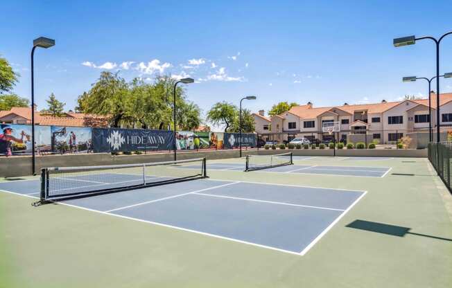 tennis courts at hideaway apartments in north scotttsdale, az