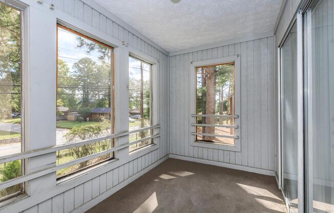 a room with a large window