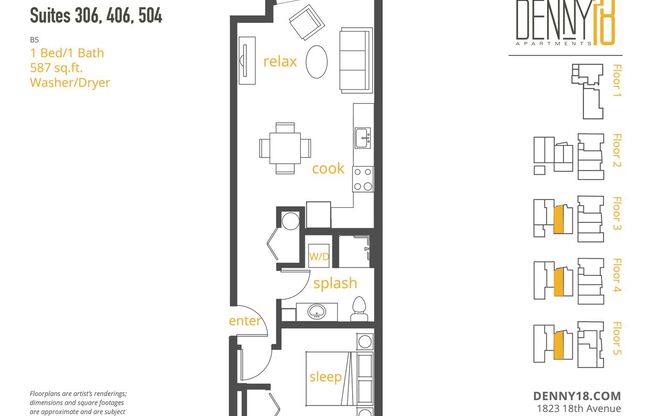 1 bed, 1 bath, 483 sqft, $1,925, Unit 306